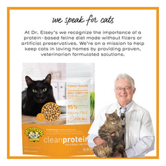 Dr. Elsey's cleanprotein Turkey cat kibble pieces shown in close-up.