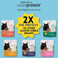 Dr. Elsey's cleanprotein Turkey cat kibble recipe name shown on the bag.