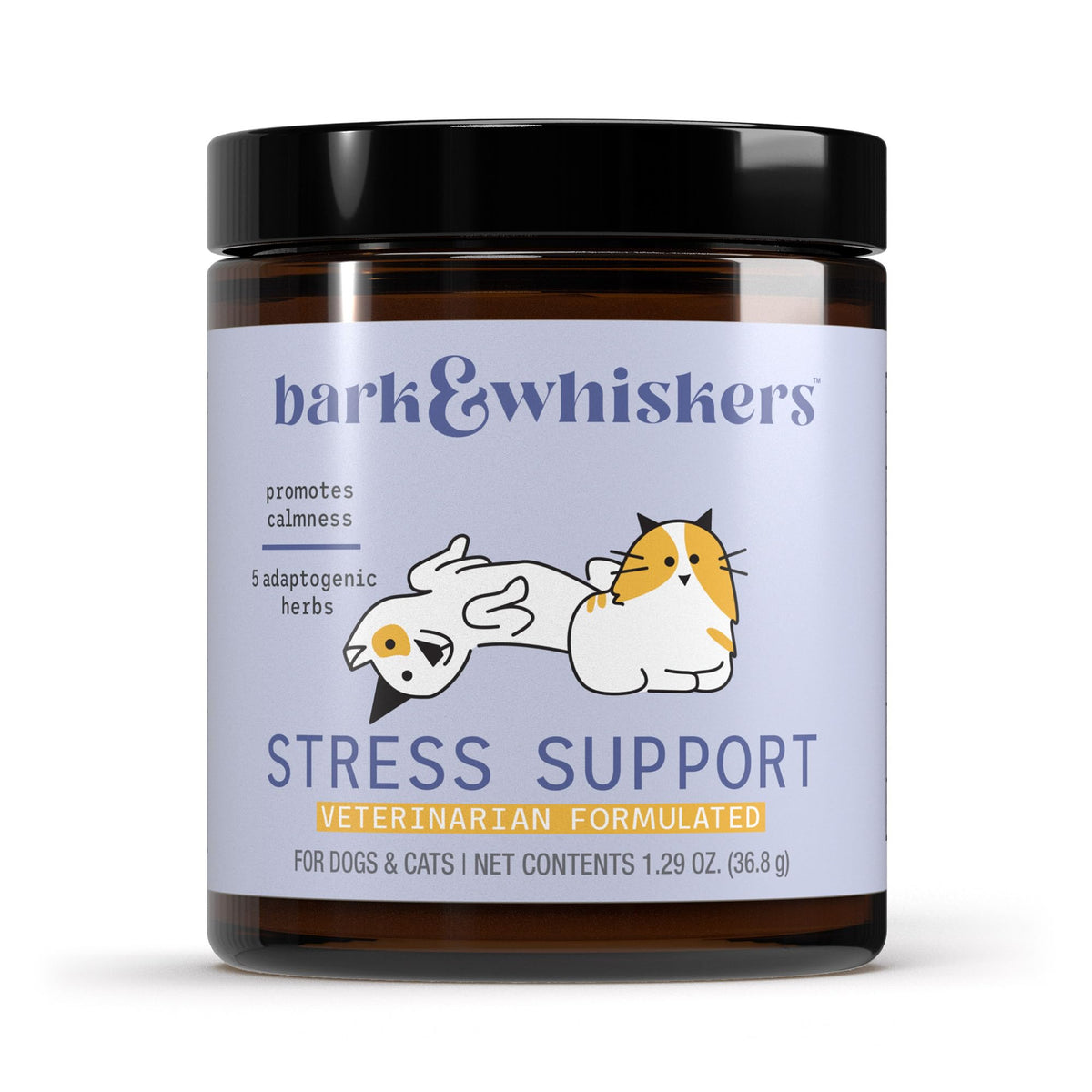 Dr. Mercola Bark & Whiskers Stress Support package shown from the front.
