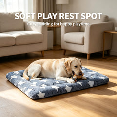 DTKIUSDKR Dog Bed Mat placed inside a crate.