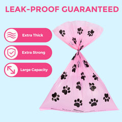 Dyforce dog poop bags shown close up with their cheerful printed designs.