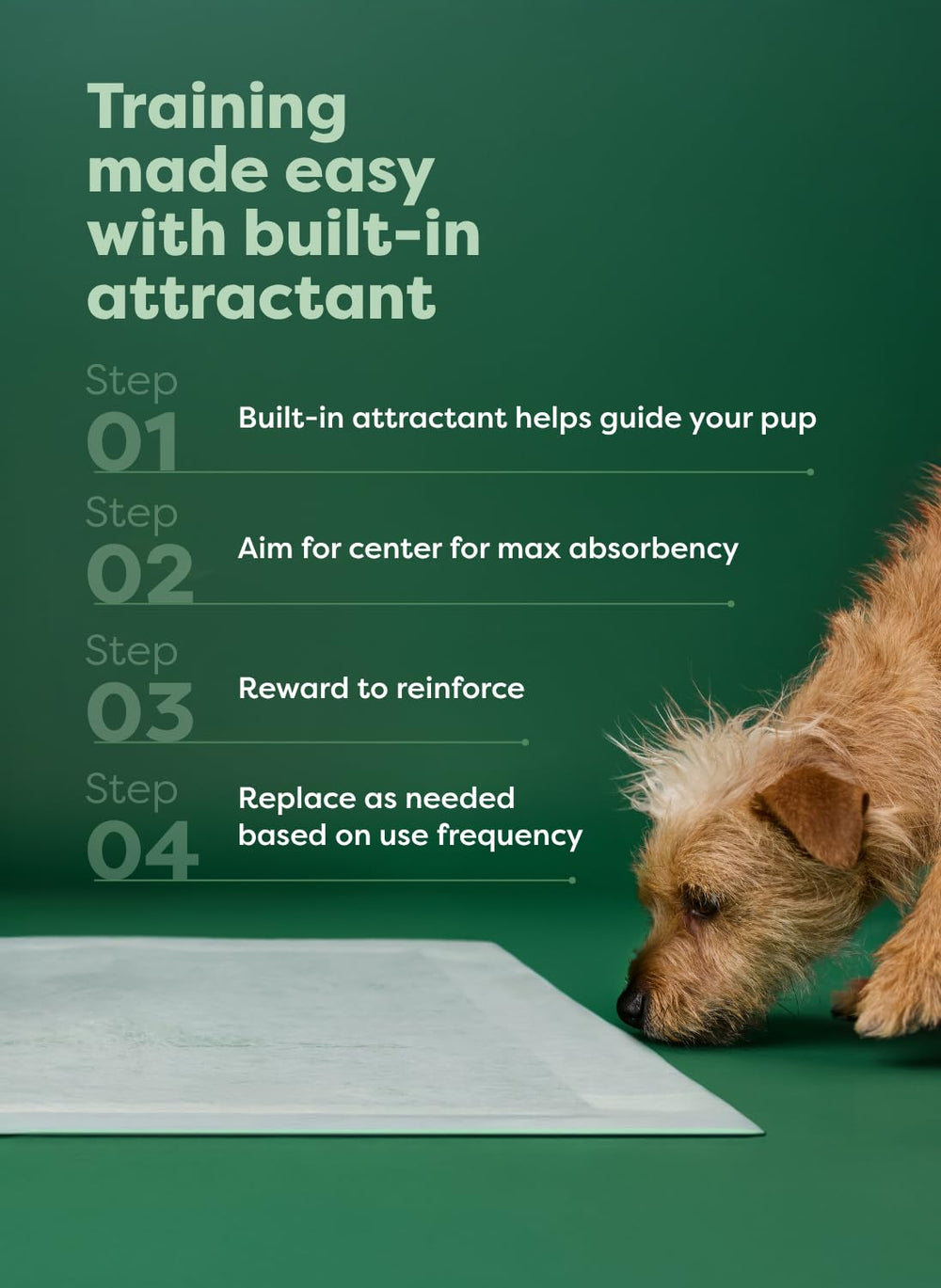 Earth Rated puppy pee pad shown from above to display its full surface.