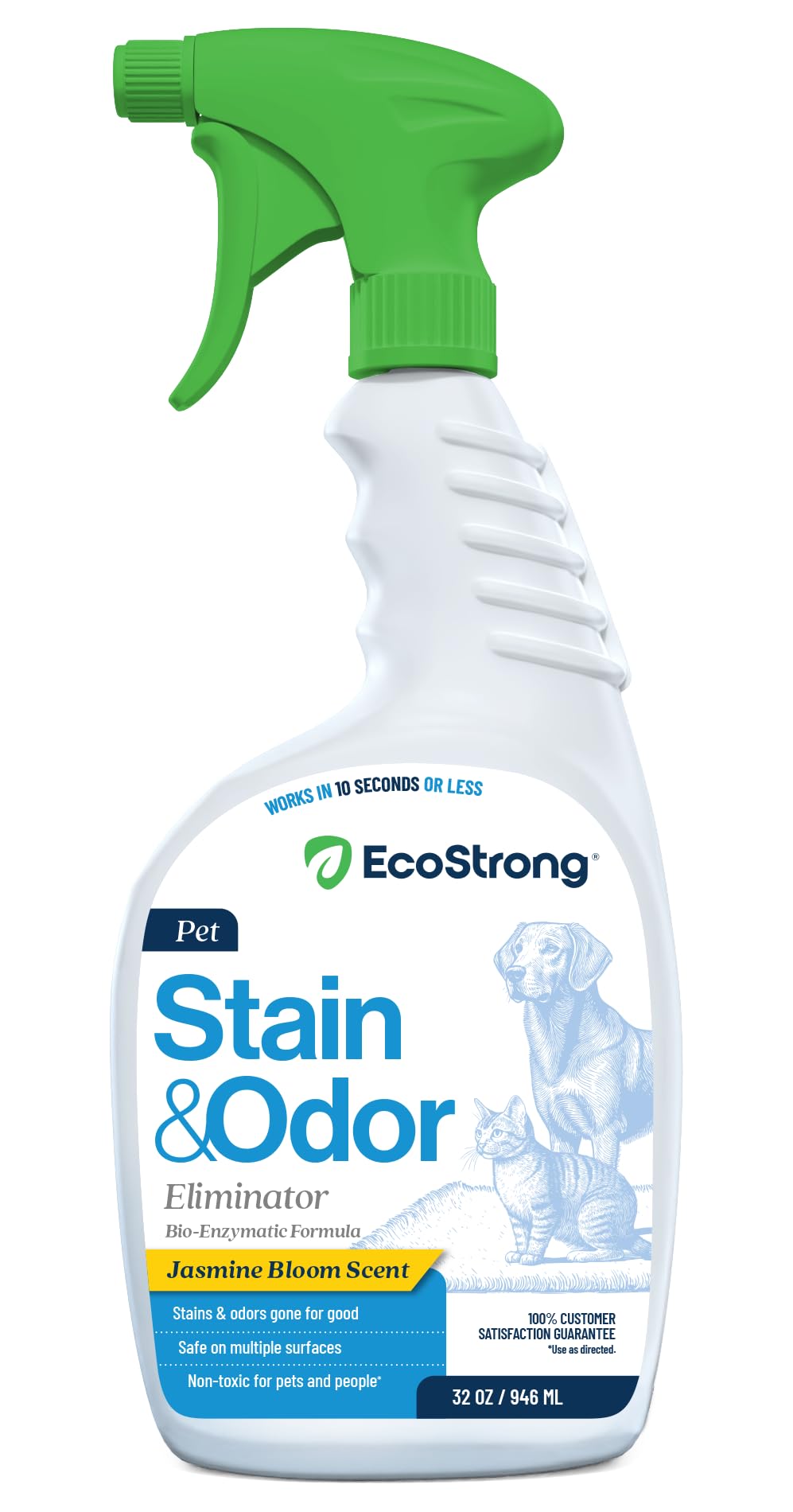 Eco Strong Pet Stain and Odor Remover bottle shown from the front.