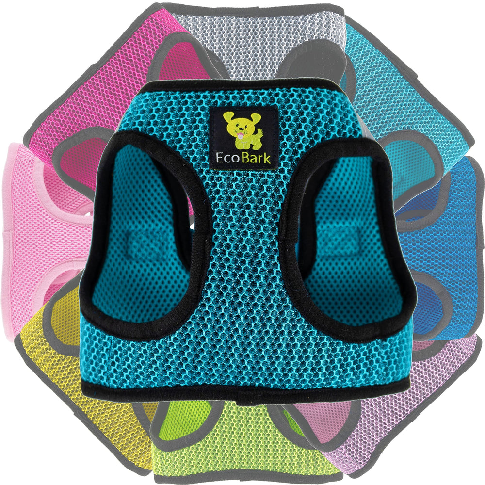 EcoBark step-in dog harness shown with its over-the-head entry design.