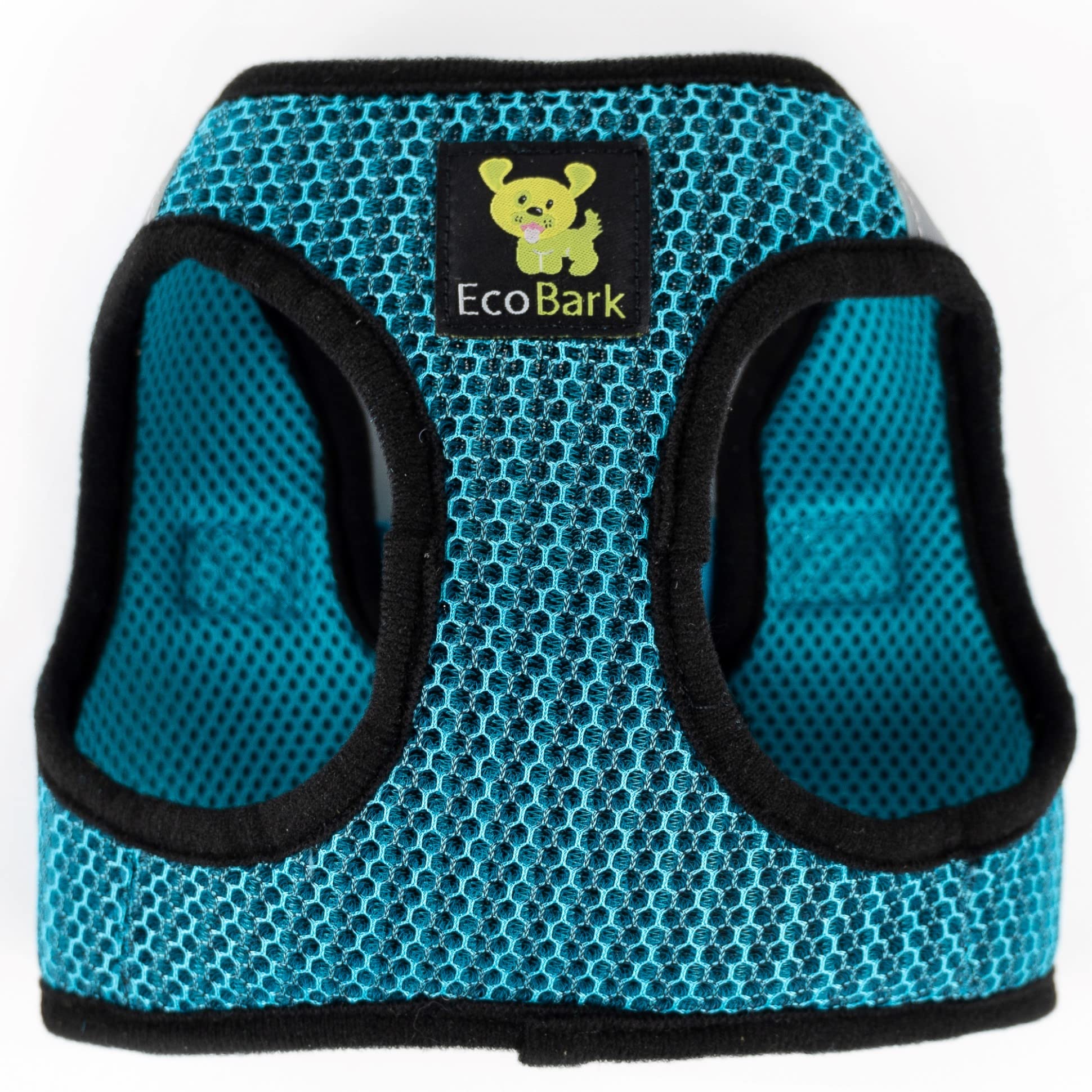 EcoBark step-in dog harness shown fitted on a dog.
