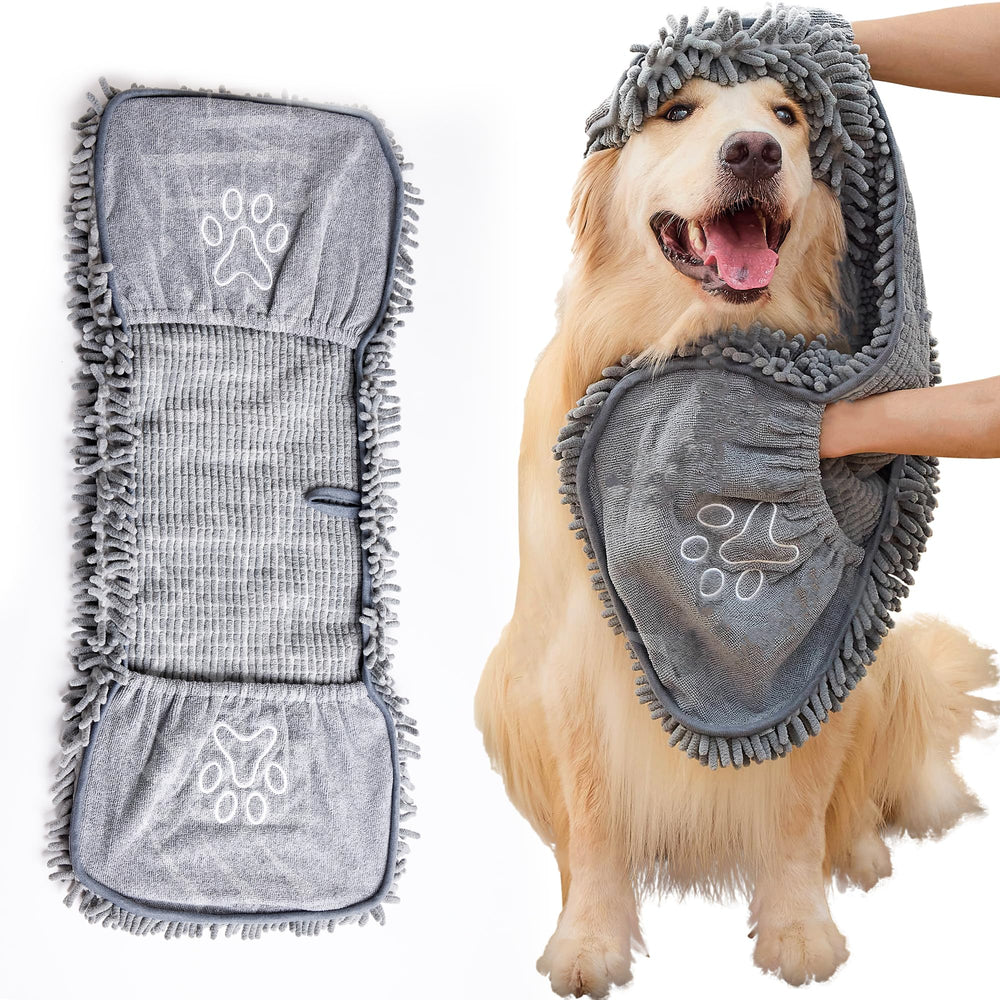 EDENATURE Dog Drying Towel shown from the front with its hand pockets.