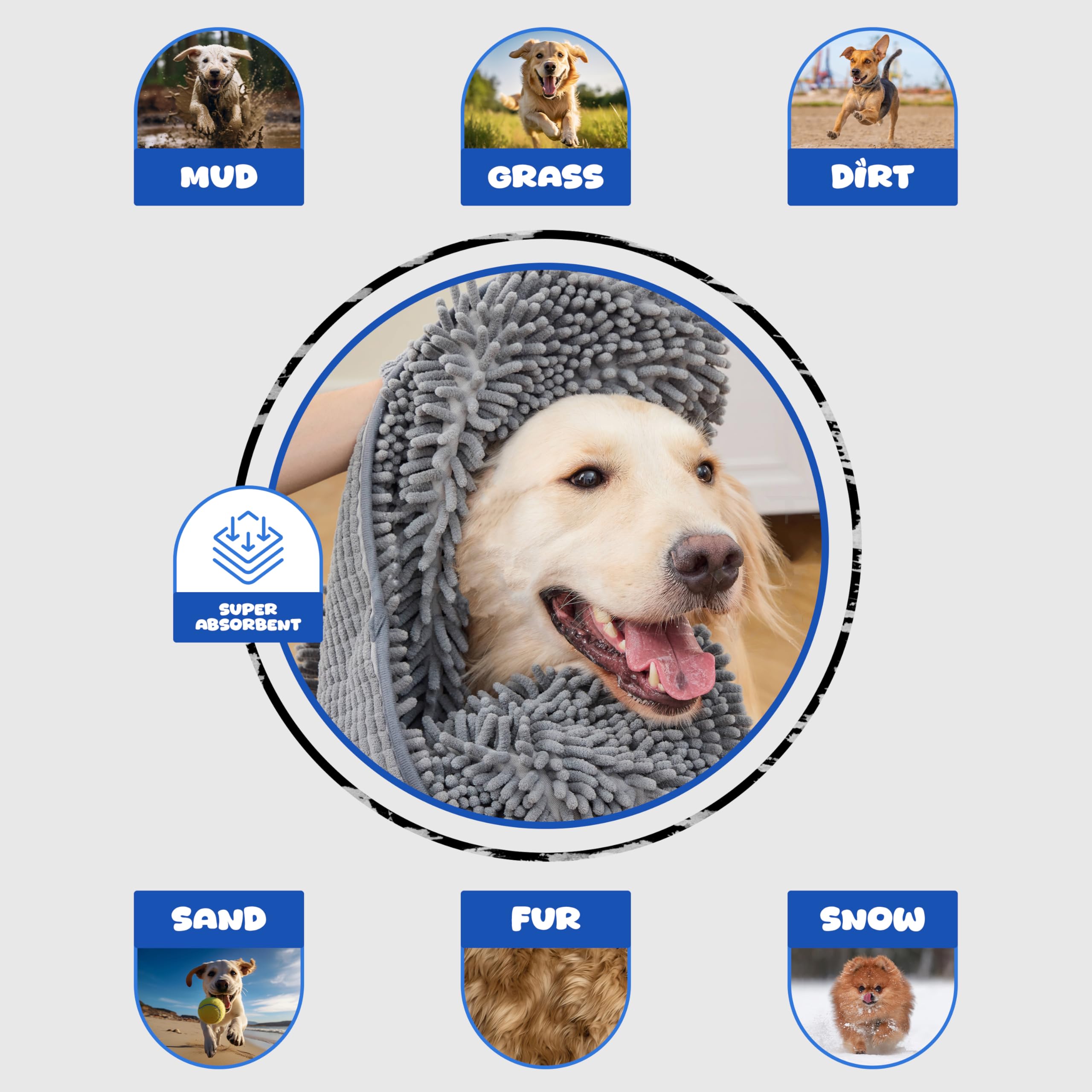 EDENATURE Dog Drying Towel positioned for drying a dog's paws.