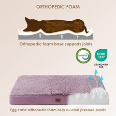EHEYCIGA orthopedic dog bed close-up highlighting the plush sherpa top.