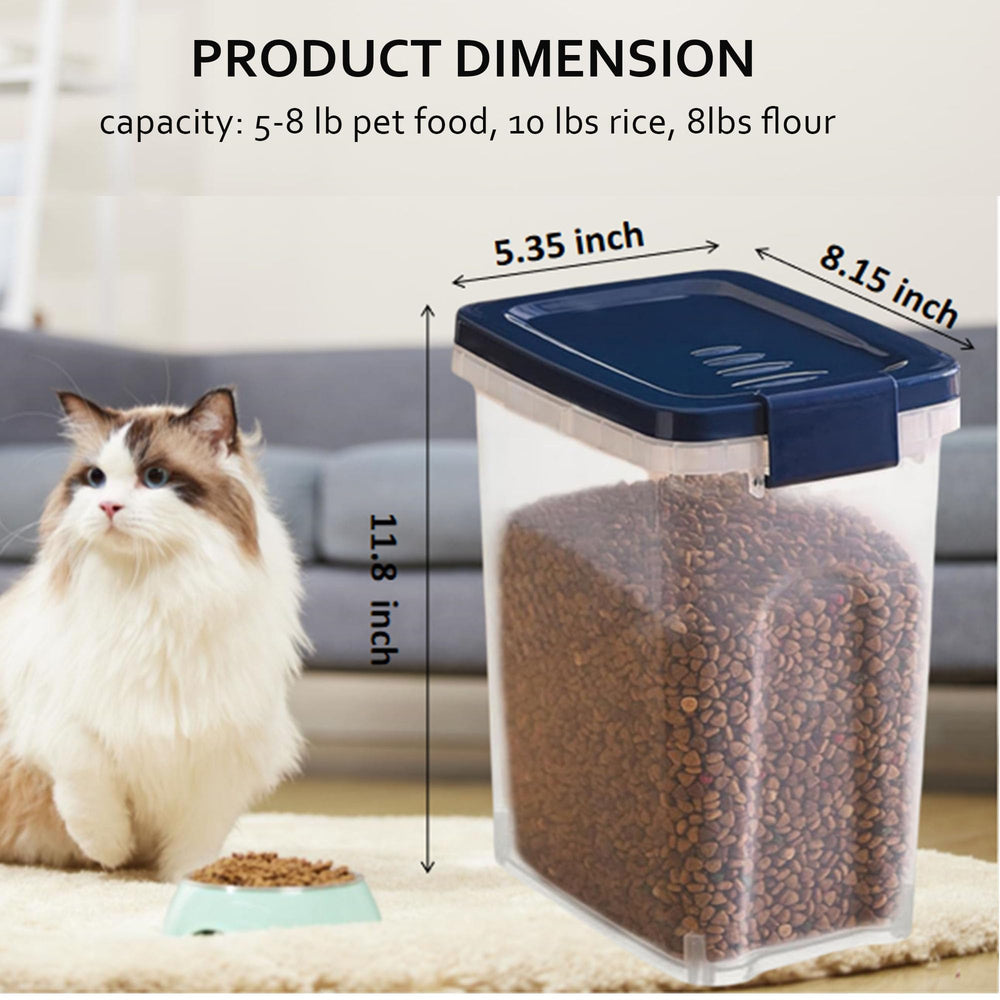 Elwichen pet food container scoop showing its 1 cup and 1/2 cup markings.