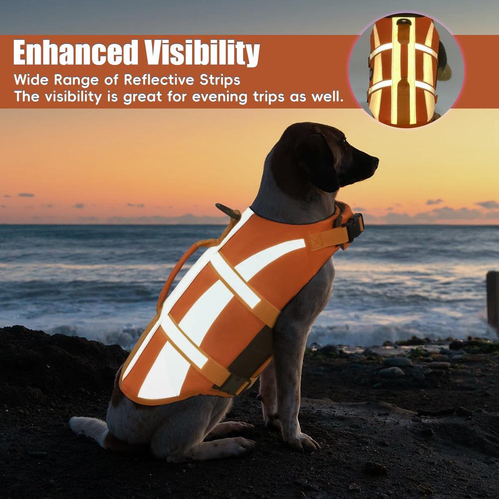 EMUST Dog Life Jacket adjustable straps and quick-release buckles shown close-up.
