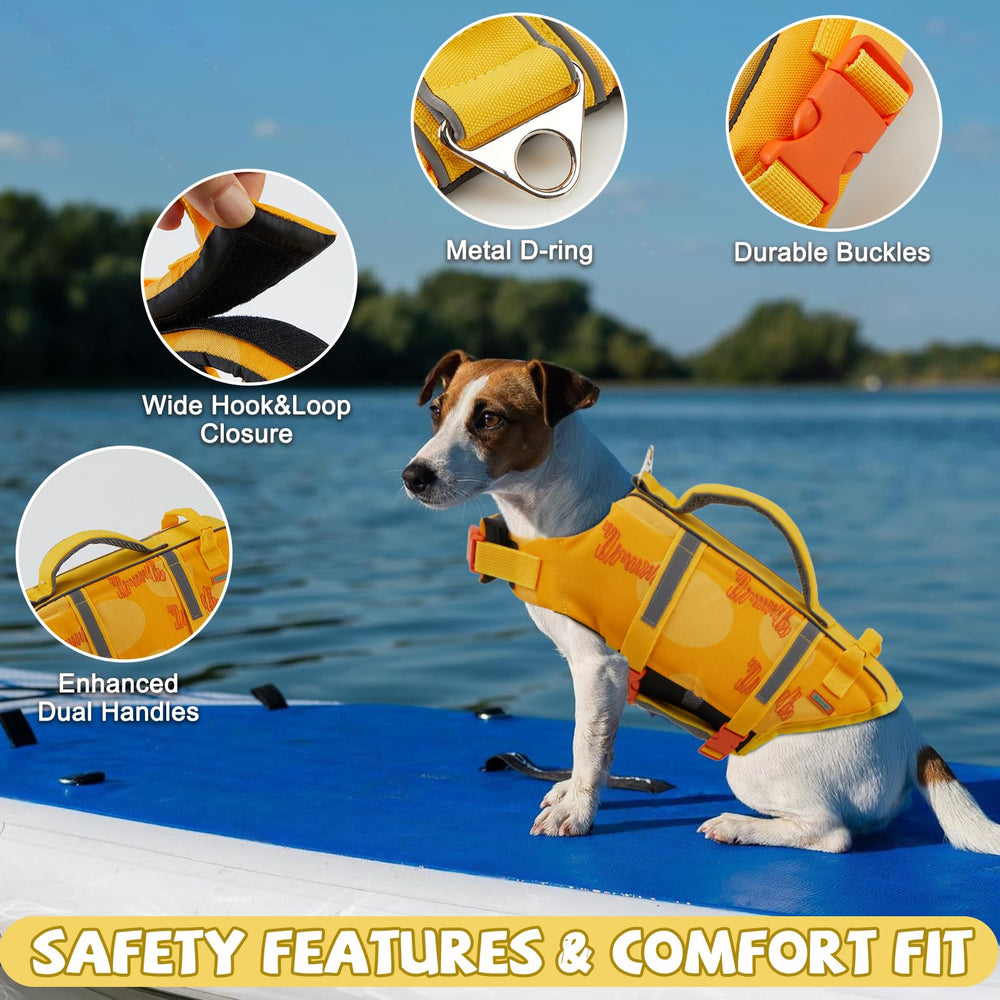 EMUST Dog Life Jacket foam panels shown in close-up.