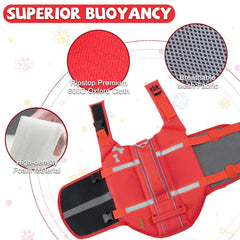 EMUST Dog Life Jacket detail showing its two top rescue handles.