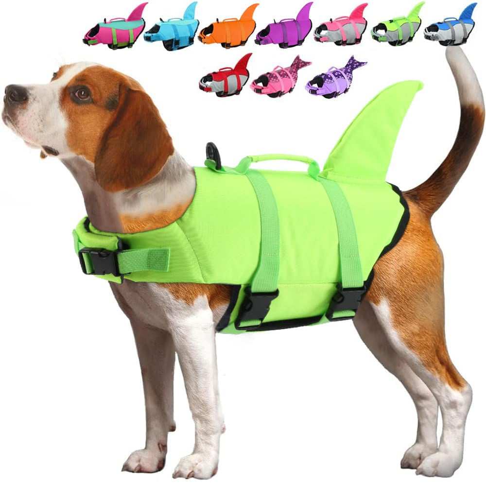 EMUST dog life jacket in SolidGreen shown from the front.