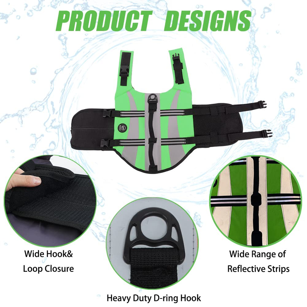 EMUST Dog Water Vest detail showing the two grab handles on larger sizes.