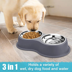 Side view showing the raised design of the EpetsLove double dog bowl station.