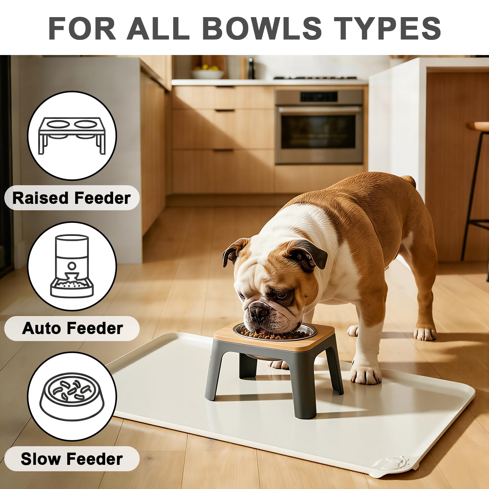 ESTHELLO silicone pet feeding mat in cream white.