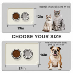 ESTHELLO silicone pet feeding mat used with a raised feeder.