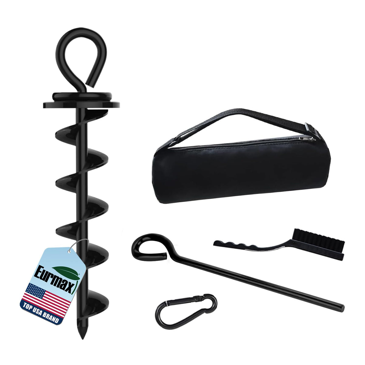 Eurmax dog tie-out stake shown from the front as an in-ground anchor.