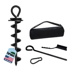 Eurmax dog tie-out stake shown from the front as an in-ground anchor.