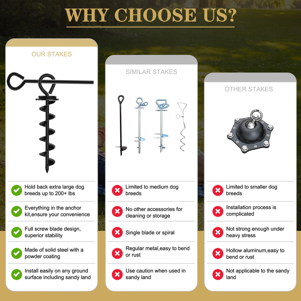 Eurmax dog tie-out stake set up for outdoor use in suitable ground.
