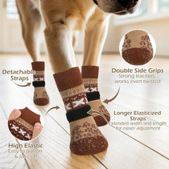 EXPAWLORER anti-slip dog socks shown being worn on a dog's paw.
