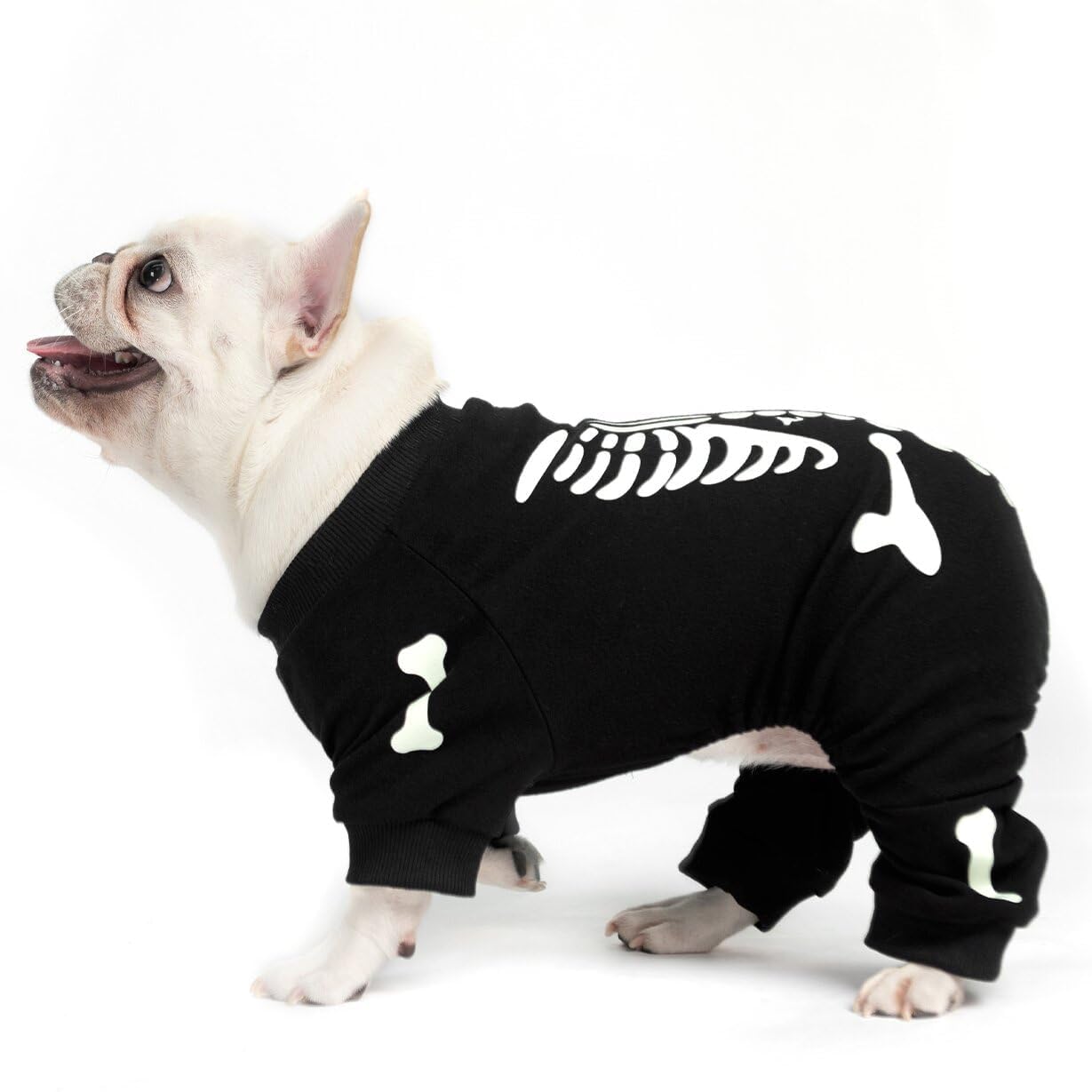 EXPAWLORER dog pajamas show the soft, stretchy polyester fabric in close-up.