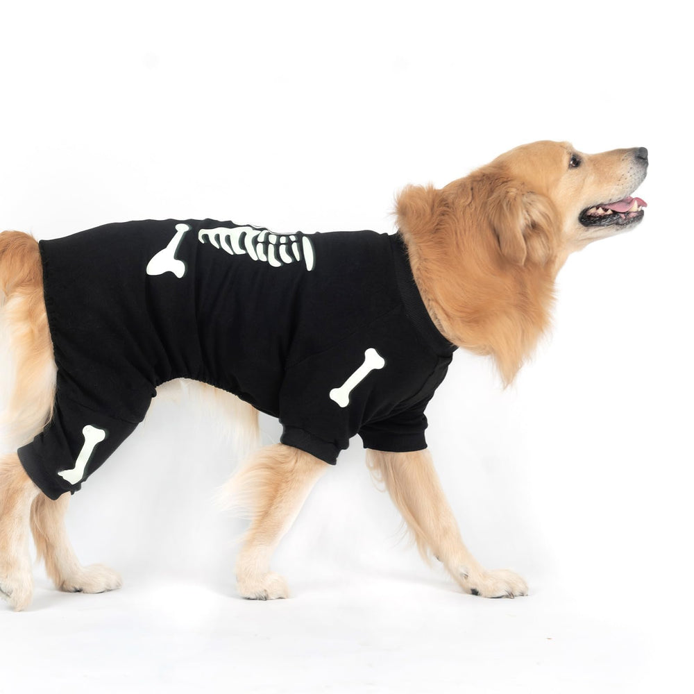 EXPAWLORER dog pajamas with a close view of the ribbed leg openings.