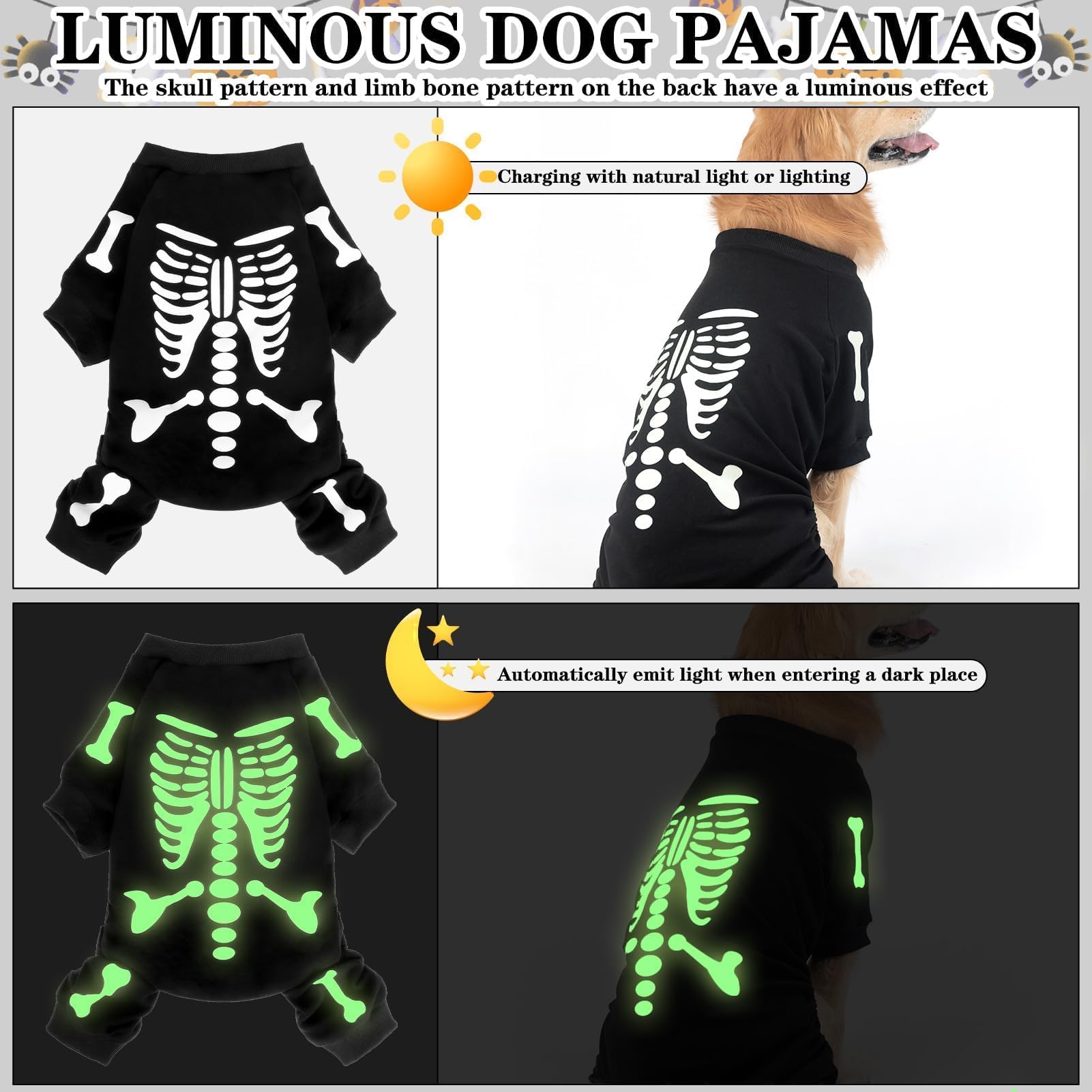 EXPAWLORER dog pajamas showing the stretchy collar detail.