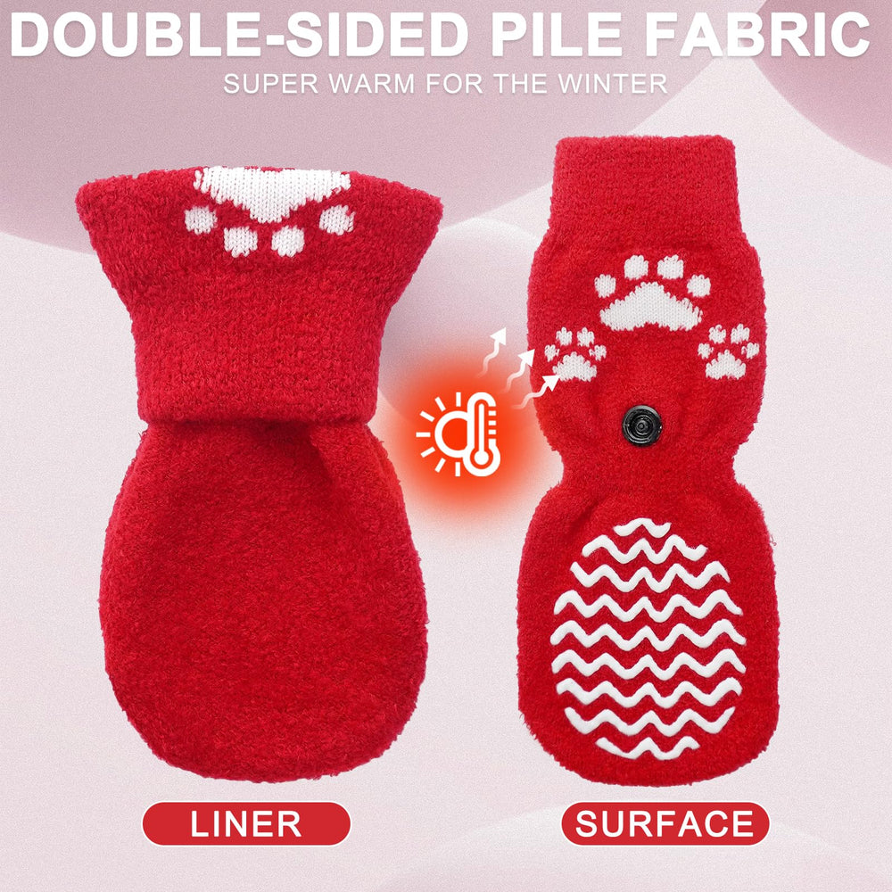EXPAWLORER dog socks showing the adjustable detachable belt and loop fastener.