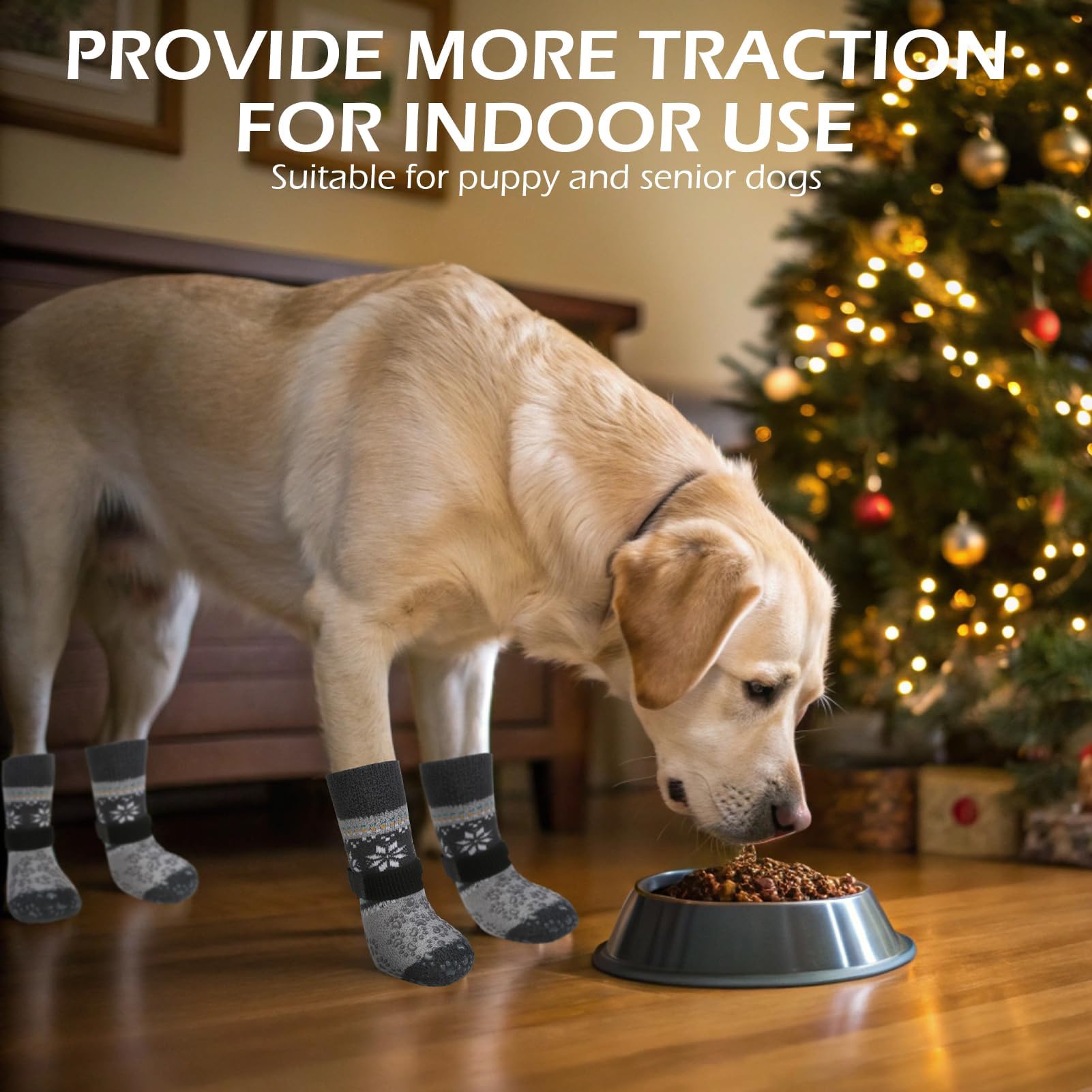 EXPAWLORER dog socks with a close-up view of the soft pile fabric.