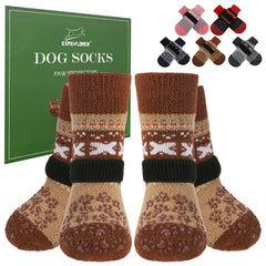 EXPAWLORER dog socks shown from the front to display their overall shape.