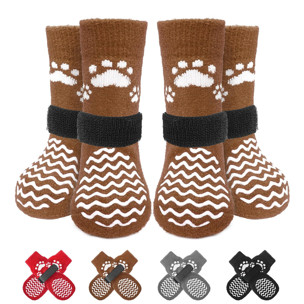 EXPAWLORER dog socks shown from the front to display their overall shape.