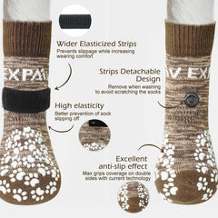EXPAWLORER dog socks close-up showing the paw-shaped grip pattern.
