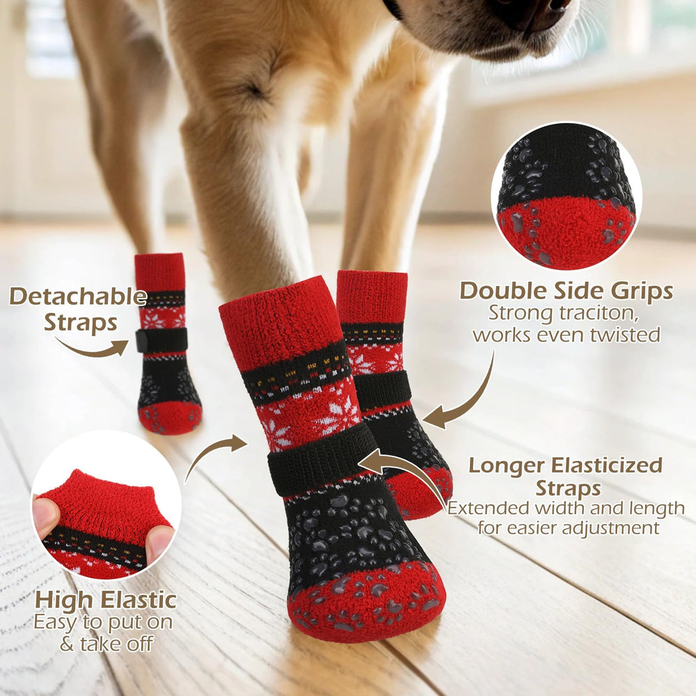 EXPAWLORER dog socks close-up showing the soft pile fabric.