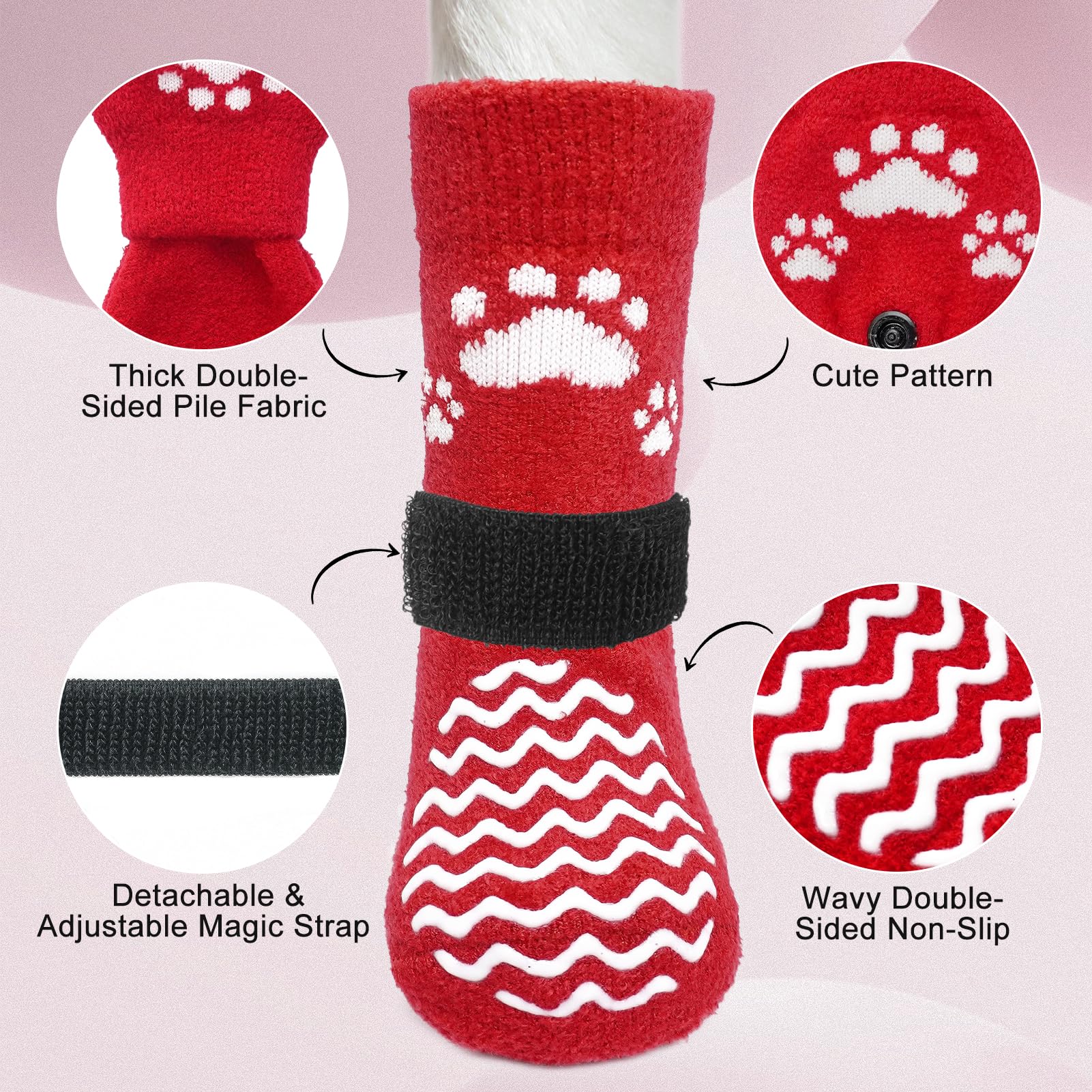 EXPAWLORER dog socks size guide showing the available sizing information.