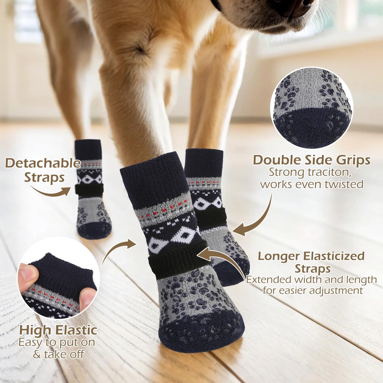 EXPAWLORER dog socks showing the soft pile fabric texture.