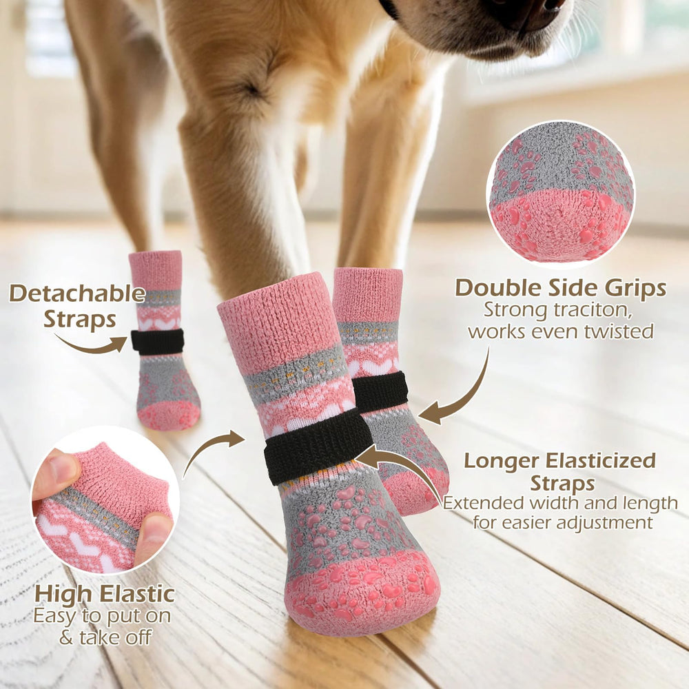 EXPAWLORER dog socks with a close view of the soft pile fabric.