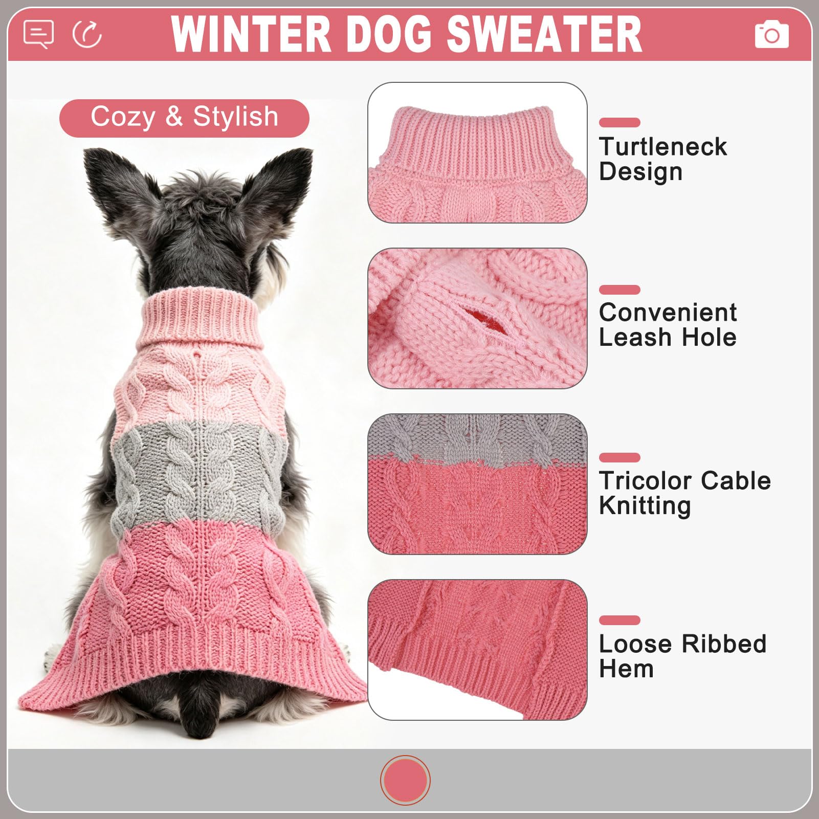 EXPAWLORER Dog Sweater detail showing the loose hem.