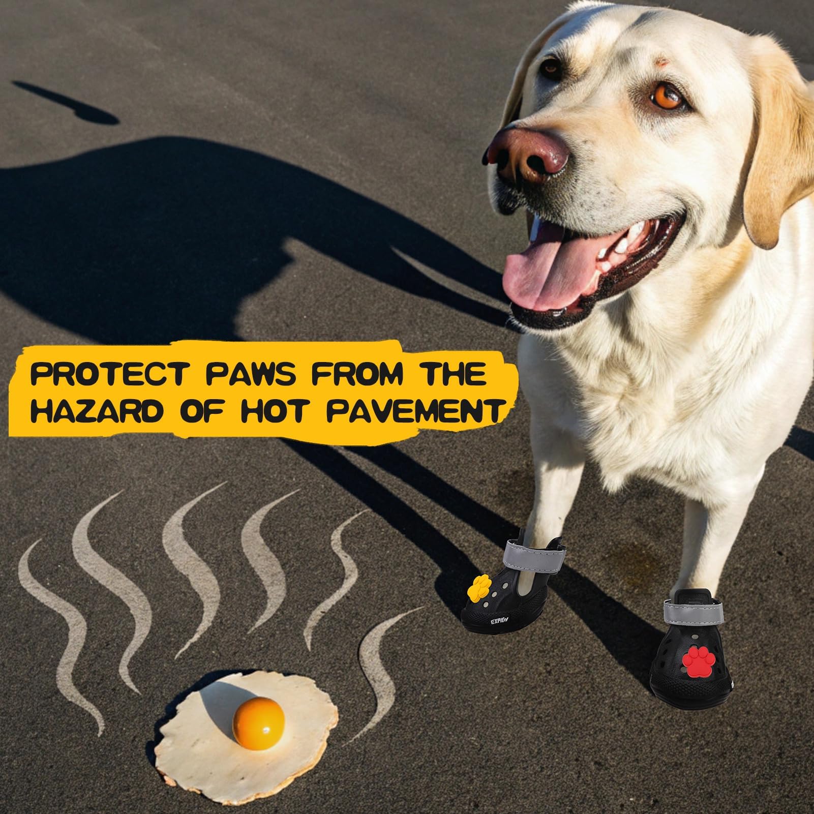 EXPAWLORER EVA dog shoes with the adjustable strap fastened.