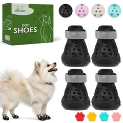 EXPAWLORER EVA dog shoes shown from the front in black.