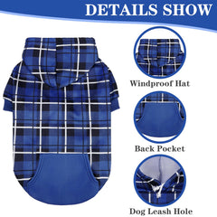 EXPAWLORER Plaid Dog Hoodie shown from the back.