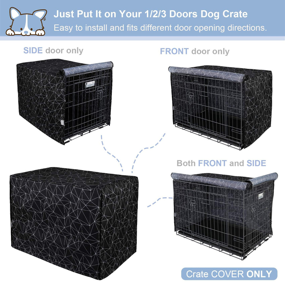 Explore Land dog crate cover close-up showing its hook-and-loop fastening.
