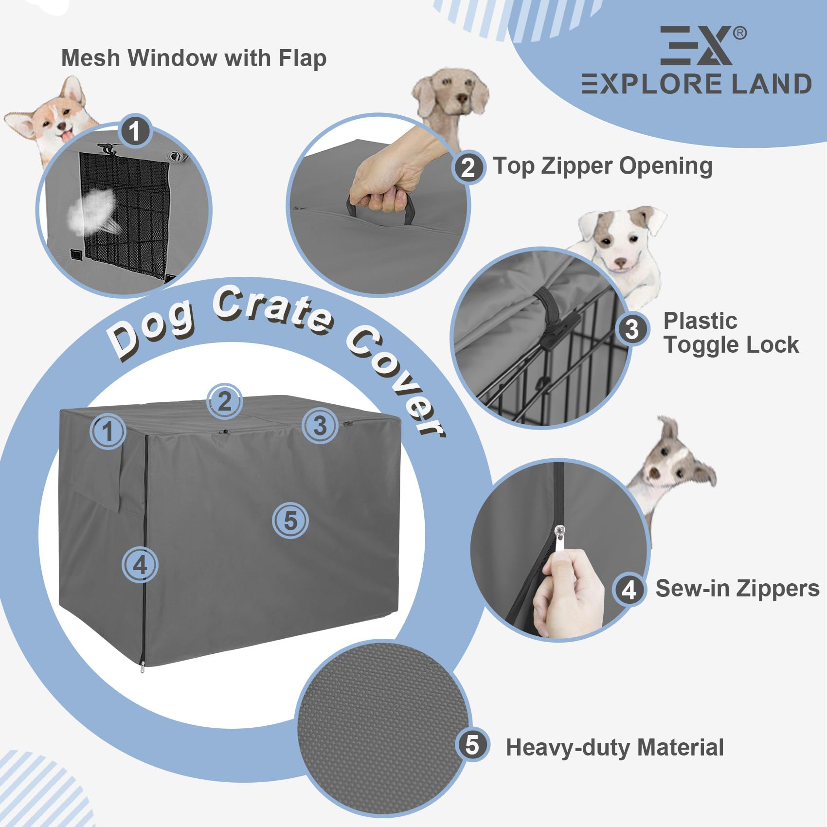 Explore Land Dog Crate Cover close-up of the mesh window.