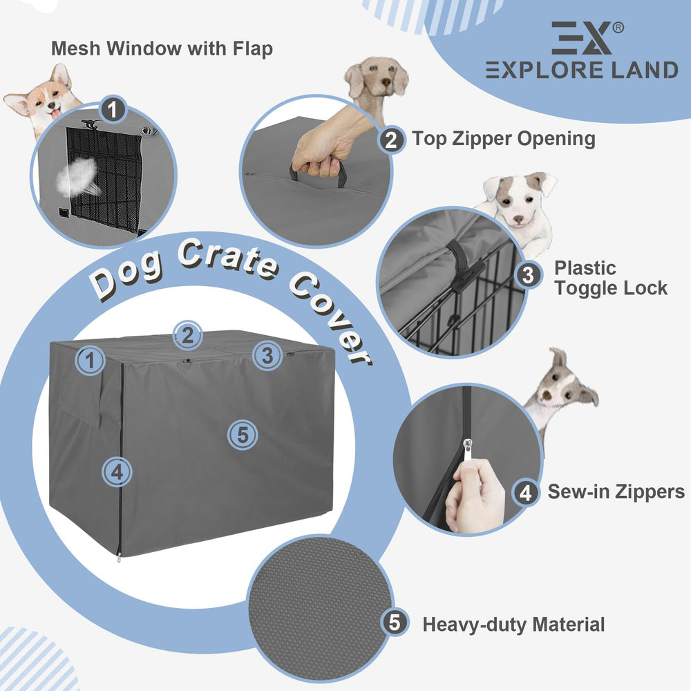 Explore Land Dog Crate Cover close-up of the mesh window.