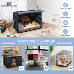 Explore Land dog crate cover fitted over a standard wire dog crate.