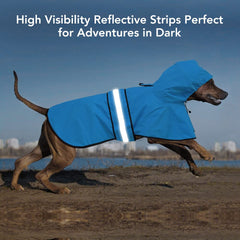 Ezierfy dog raincoat showing its adjustable chest and belly straps.