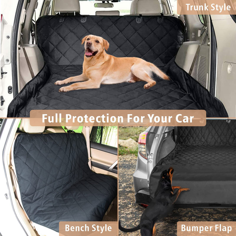 F-color SUV Cargo Liner for Dogs laid out in a vehicle cargo area.