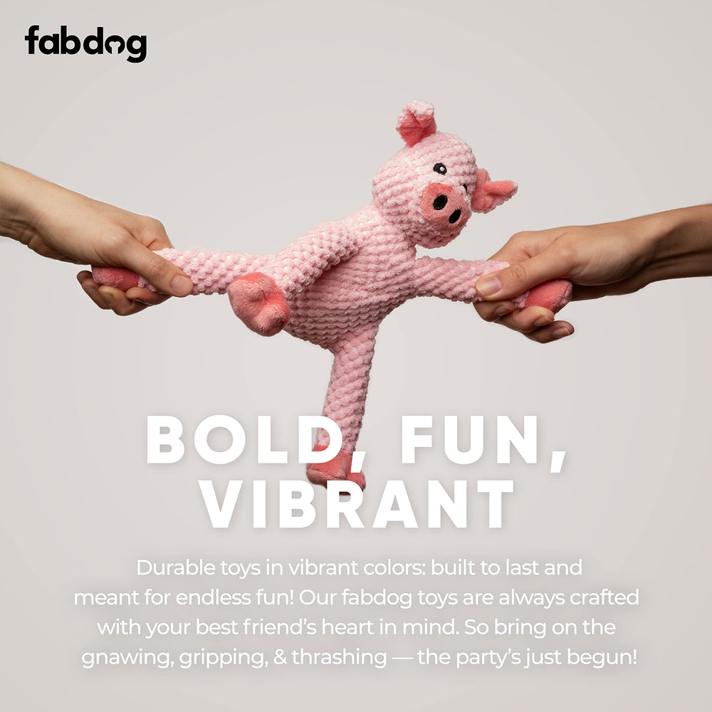 Fabdog Floppy Pig dog toy showing its plush fabric surface.