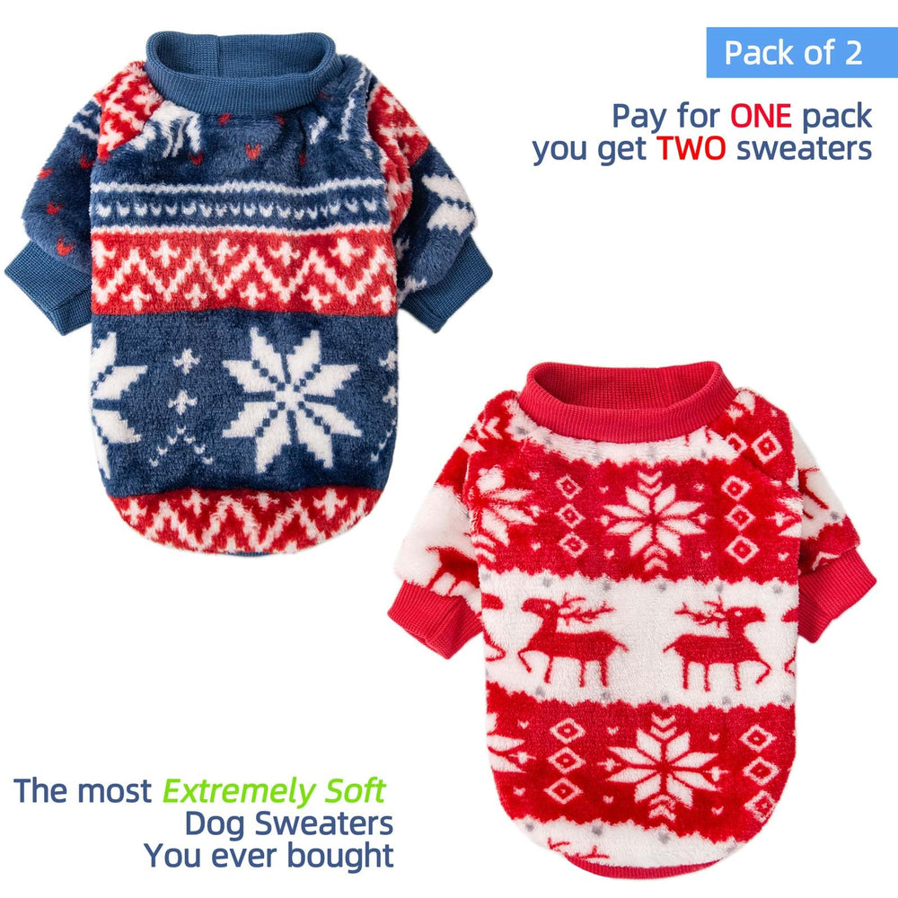 FABRICASTLE dog sweater shown from the front in red.