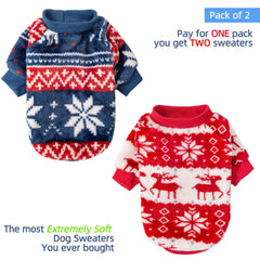 FABRICASTLE dog sweater shown from the front in red.